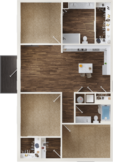 floor plan image of the two bedroom apartment at The BroadVue