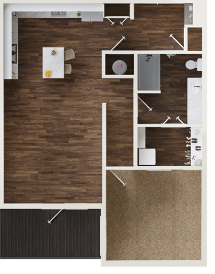 a floor plan of a two bedroom apartment at The BroadVue