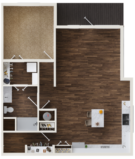 a floor plan of a two bedroom apartment at The BroadVue